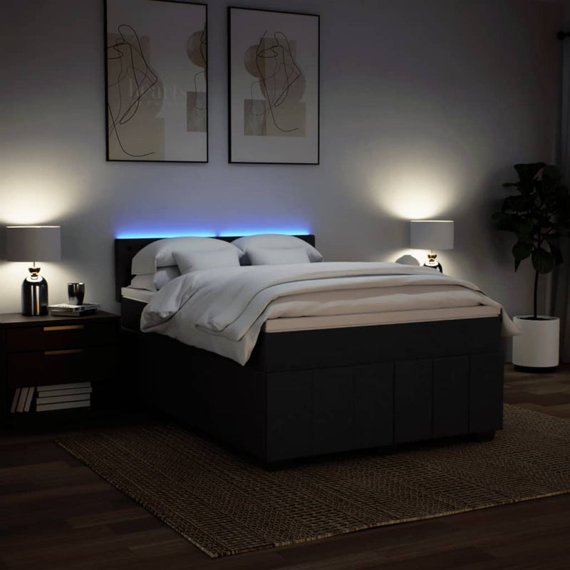 Box Spring Bed with Mattress Black Queen Fabric Payday Deals