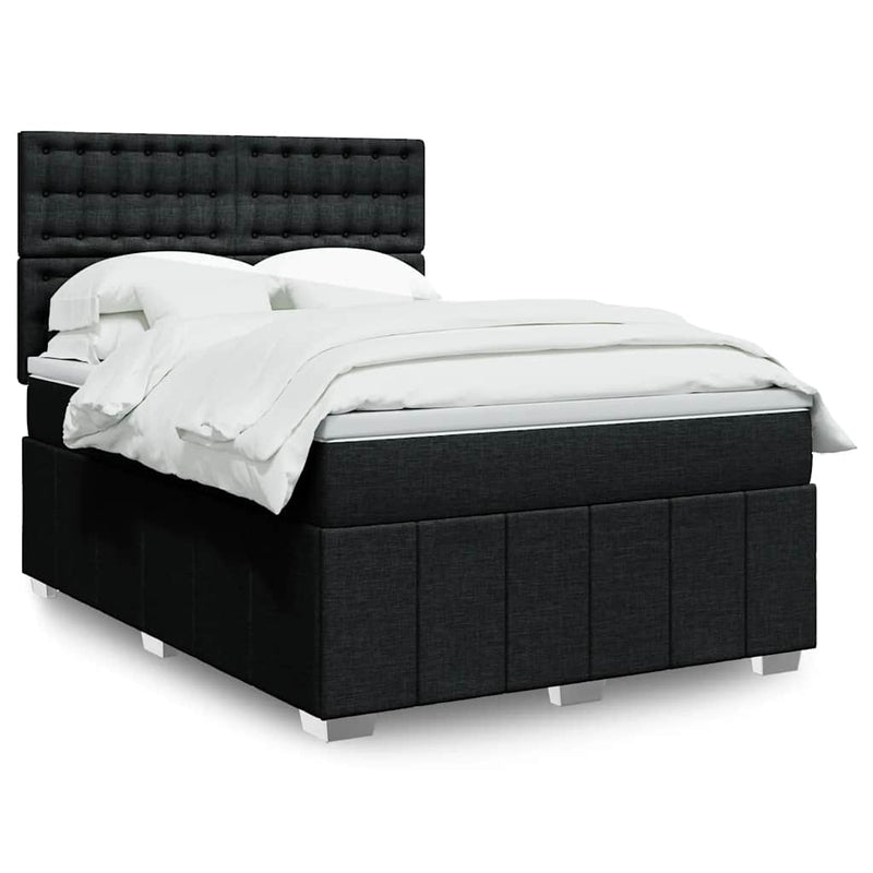 Box Spring Bed with Mattress Black Queen Fabric Payday Deals