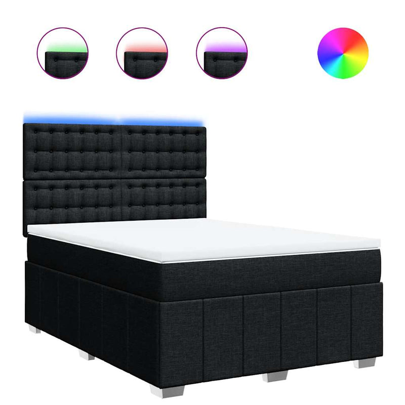 Box Spring Bed with Mattress Black Queen Fabric Payday Deals