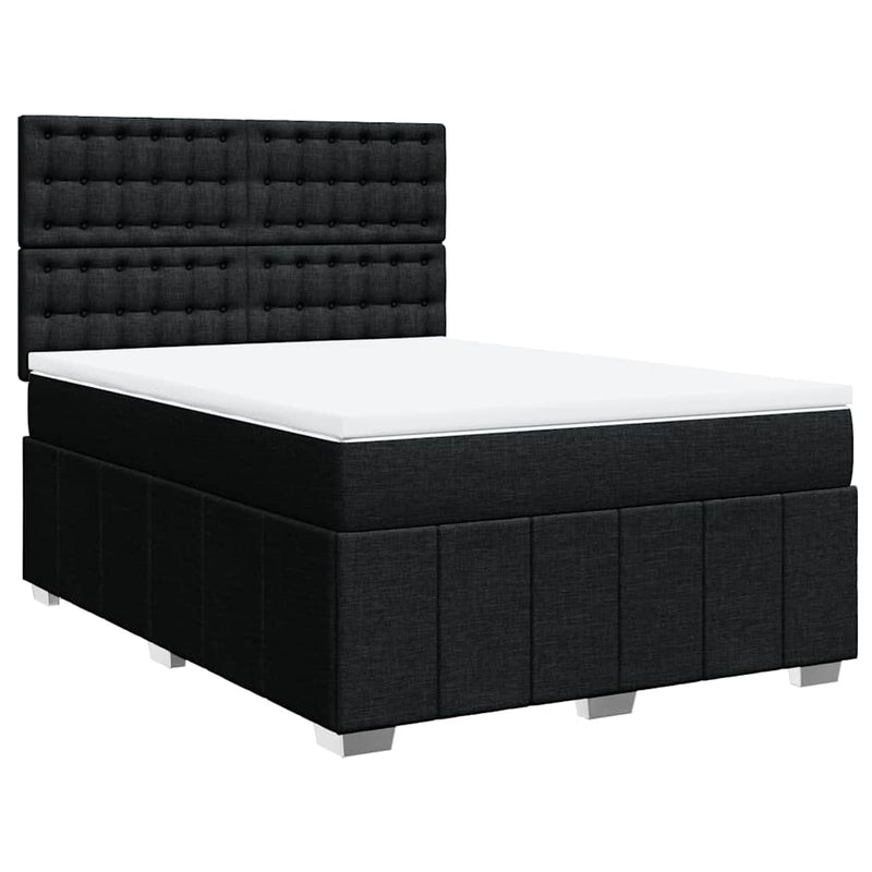 Box Spring Bed with Mattress Black Queen Fabric Payday Deals