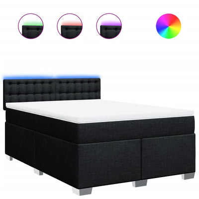 Box Spring Bed with Mattress Black Queen Fabric Payday Deals