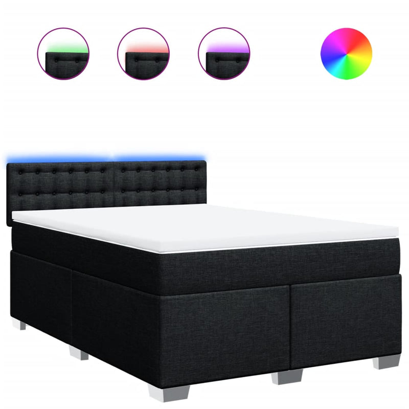 Box Spring Bed with Mattress Black Queen Fabric Payday Deals