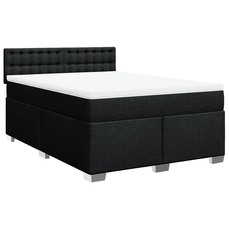 Box Spring Bed with Mattress Black Queen Fabric Payday Deals