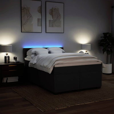 Box Spring Bed with Mattress Black Queen Fabric Payday Deals