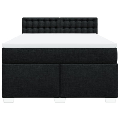 Box Spring Bed with Mattress Black Queen Fabric Payday Deals