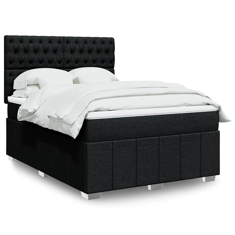 Box Spring Bed with Mattress Black Queen Fabric Payday Deals