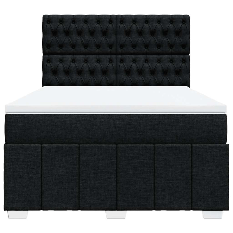 Box Spring Bed with Mattress Black Queen Fabric Payday Deals