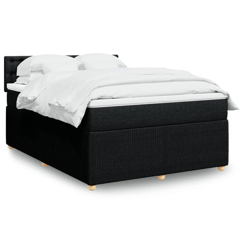 Box Spring Bed with Mattress Black Queen Fabric Payday Deals