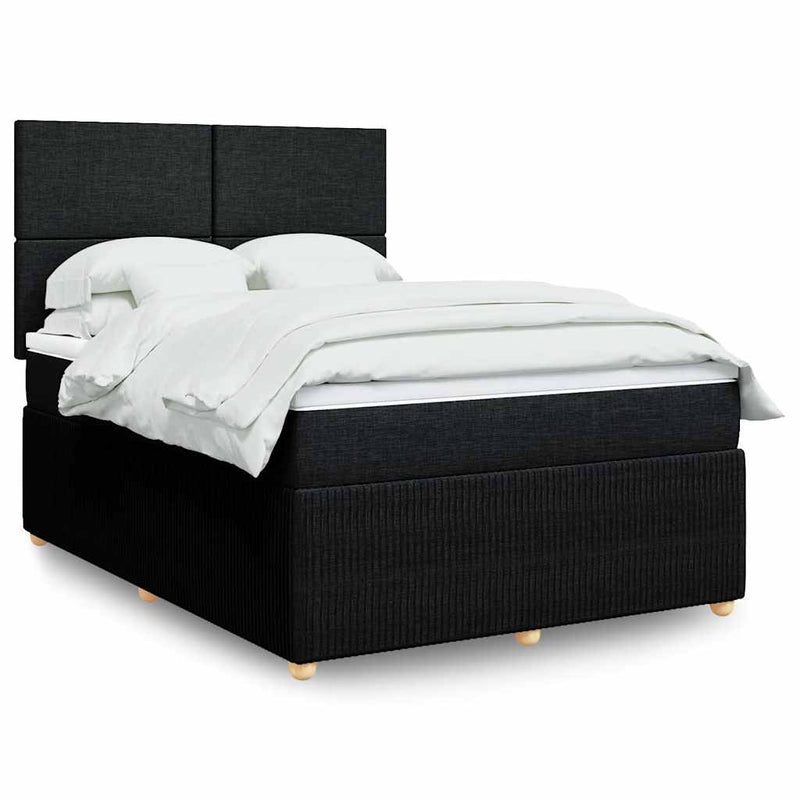 Box Spring Bed with Mattress Black Queen Fabric Payday Deals
