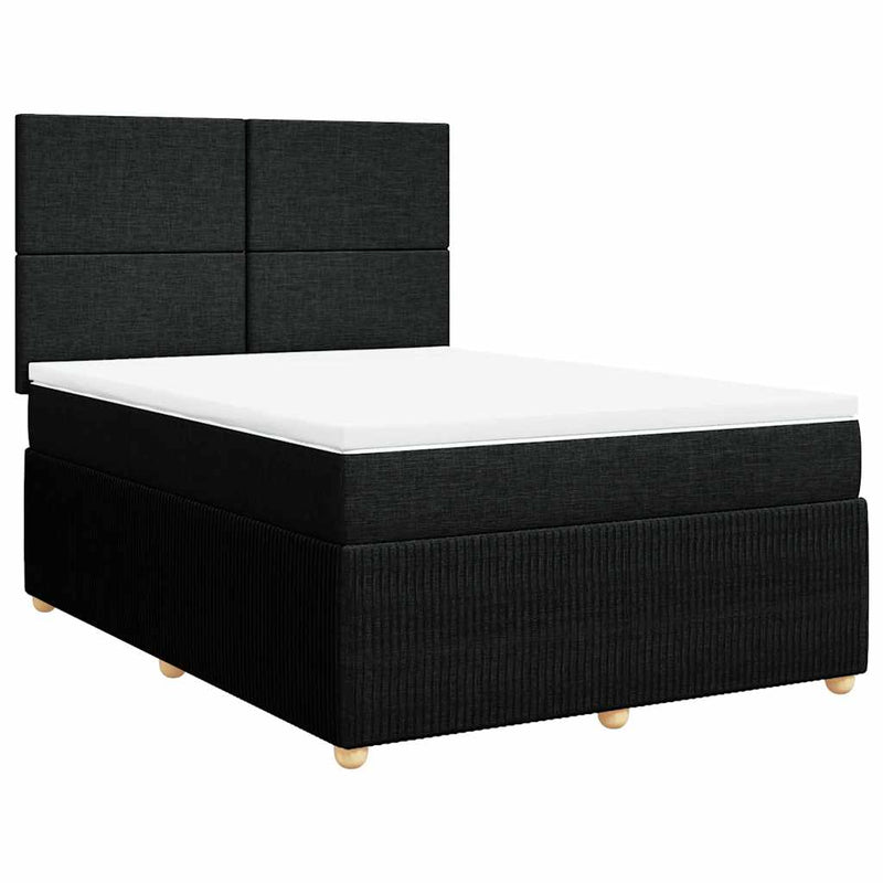 Box Spring Bed with Mattress Black Queen Fabric Payday Deals