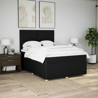 Box Spring Bed with Mattress Black Queen Fabric Payday Deals
