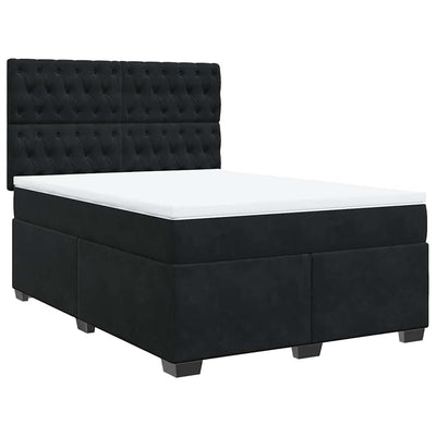 Box Spring Bed with Mattress Black Queen Velvet Payday Deals