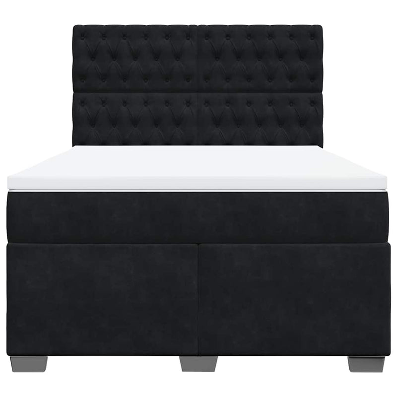 Box Spring Bed with Mattress Black Queen Velvet Payday Deals