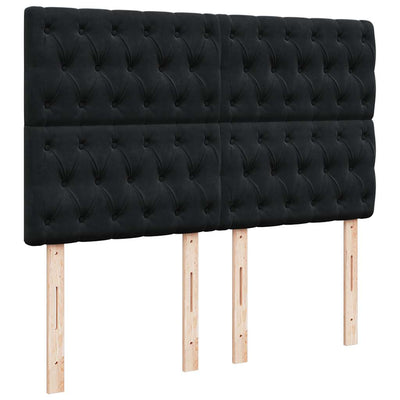 Box Spring Bed with Mattress Black Queen Velvet Payday Deals