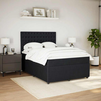 Box Spring Bed with Mattress Black Queen Velvet Payday Deals