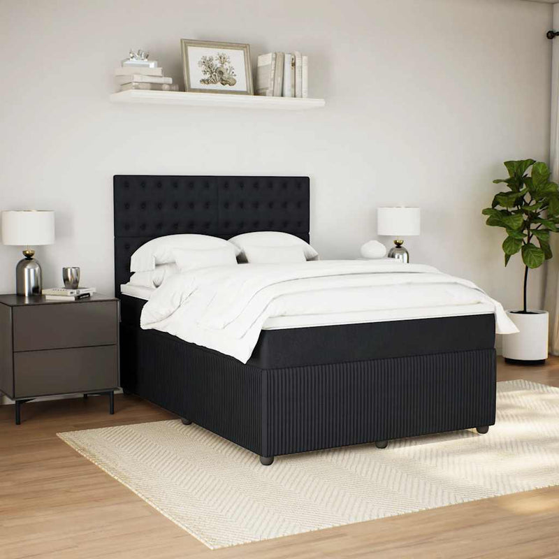 Box Spring Bed with Mattress Black Queen Velvet Payday Deals