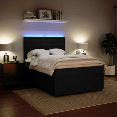 Box Spring Bed with Mattress Black Queen Velvet Payday Deals
