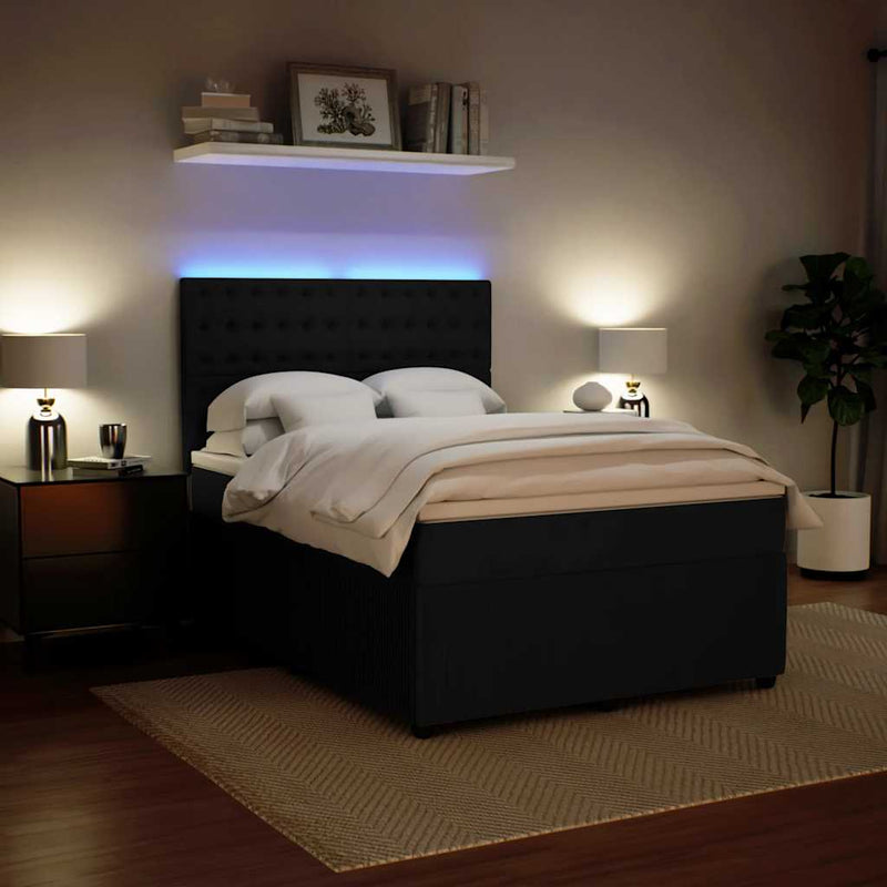 Box Spring Bed with Mattress Black Queen Velvet Payday Deals