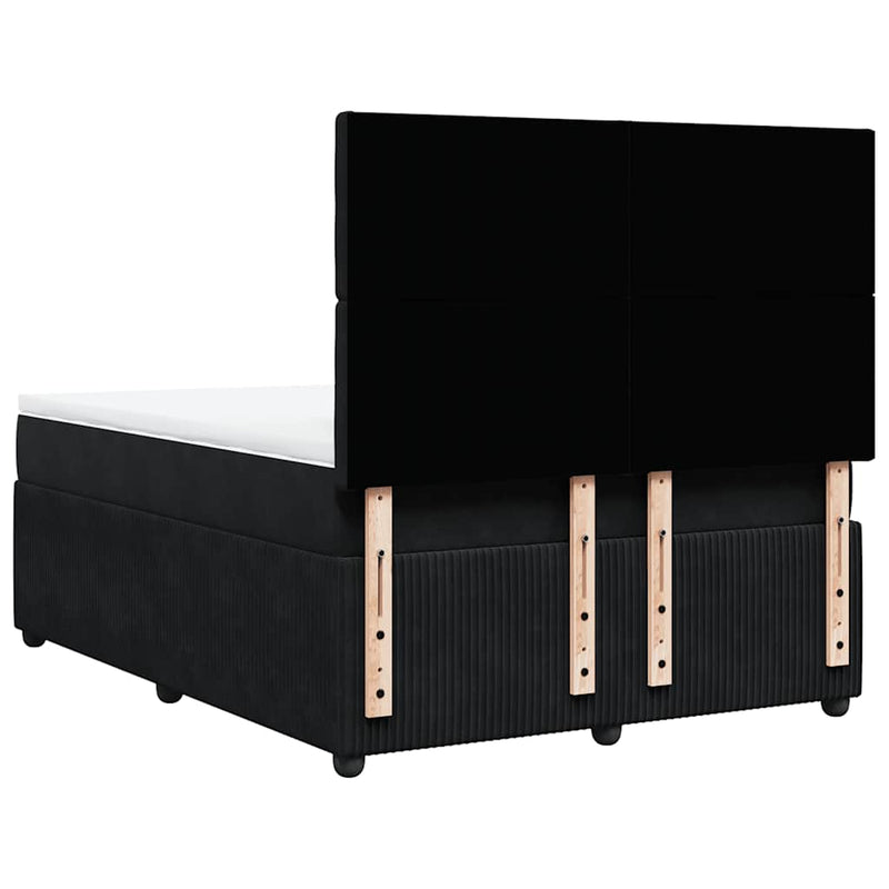 Box Spring Bed with Mattress Black Queen Velvet Payday Deals