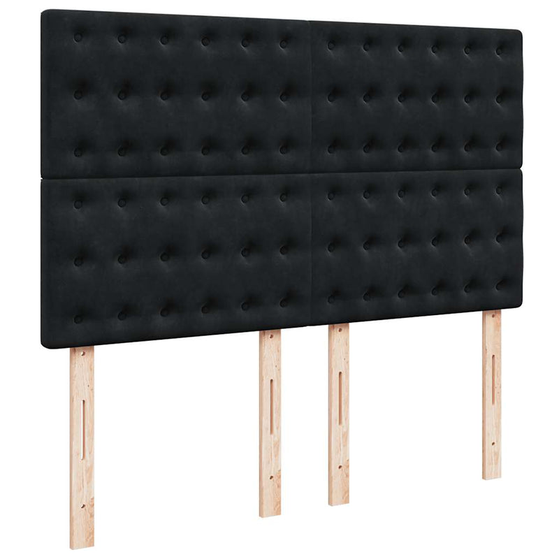 Box Spring Bed with Mattress Black Queen Velvet Payday Deals