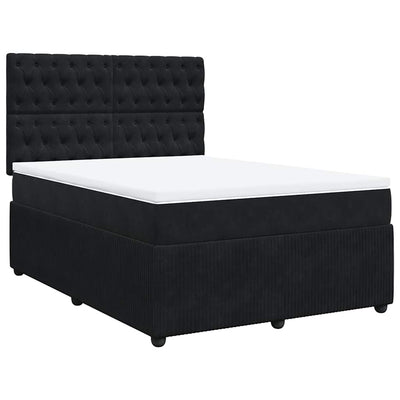 Box Spring Bed with Mattress Black Queen Velvet Payday Deals