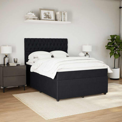 Box Spring Bed with Mattress Black Queen Velvet Payday Deals