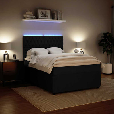 Box Spring Bed with Mattress Black Queen Velvet Payday Deals