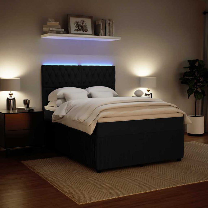 Box Spring Bed with Mattress Black Queen Velvet Payday Deals