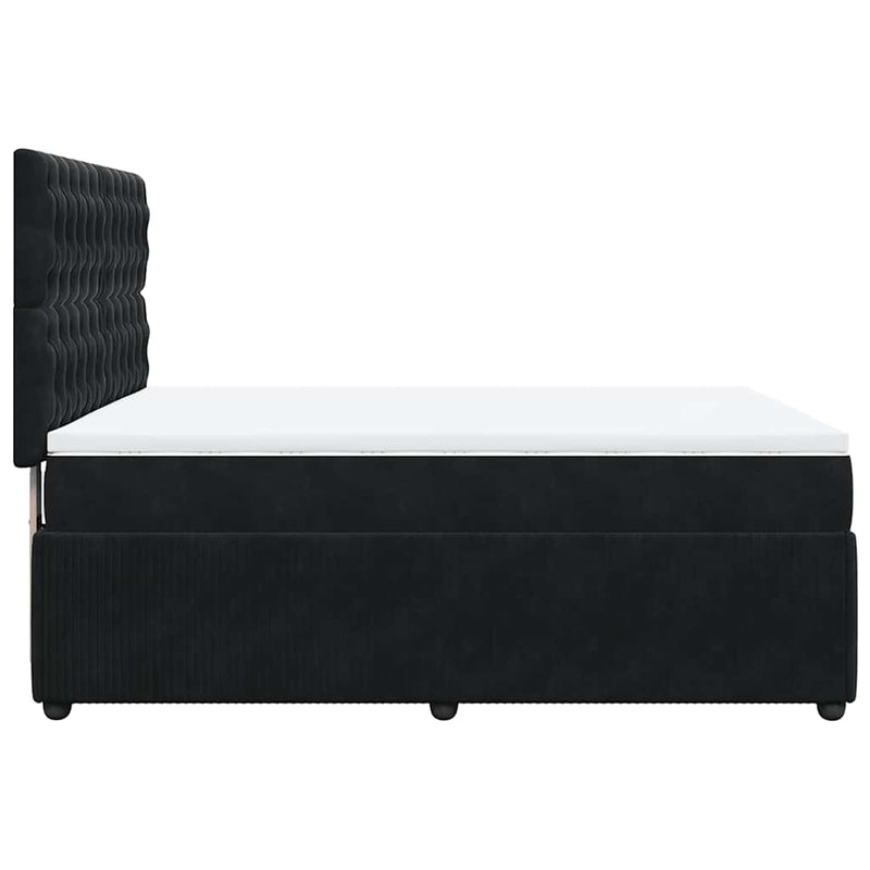 Box Spring Bed with Mattress Black Queen Velvet Payday Deals