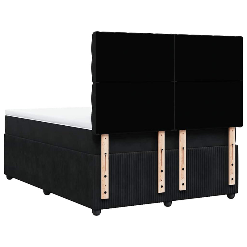 Box Spring Bed with Mattress Black Queen Velvet Payday Deals