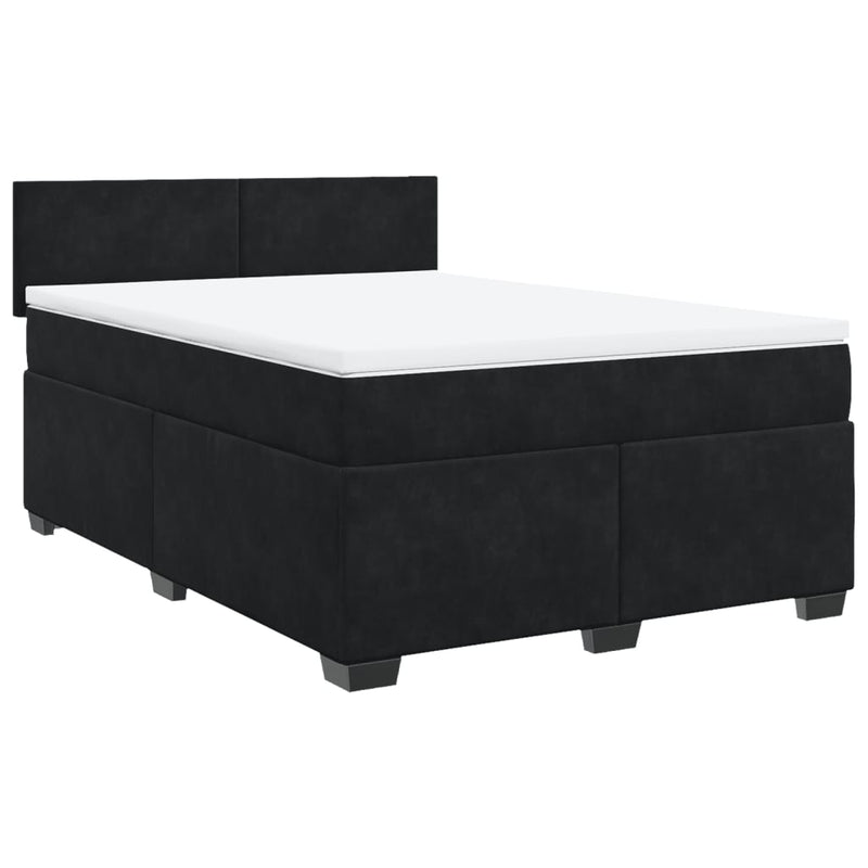 Box Spring Bed with Mattress Black Queen Velvet Payday Deals
