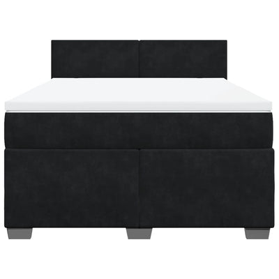 Box Spring Bed with Mattress Black Queen Velvet Payday Deals