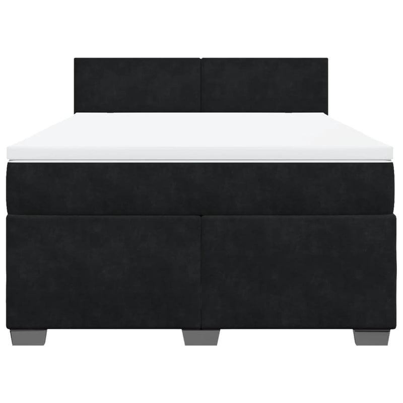 Box Spring Bed with Mattress Black Queen Velvet Payday Deals