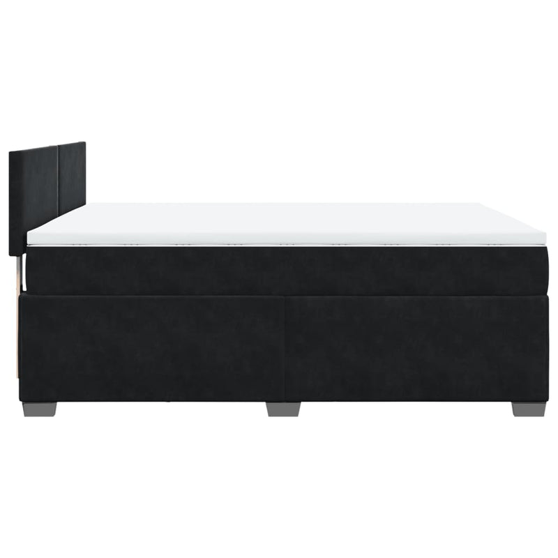 Box Spring Bed with Mattress Black Queen Velvet Payday Deals