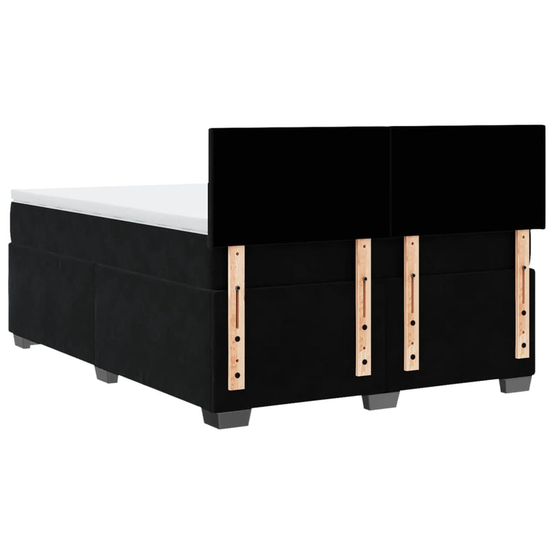 Box Spring Bed with Mattress Black Queen Velvet Payday Deals