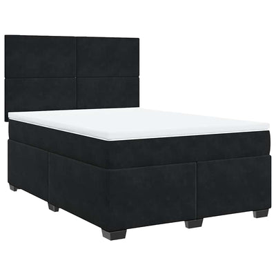 Box Spring Bed with Mattress Black Queen Velvet Payday Deals