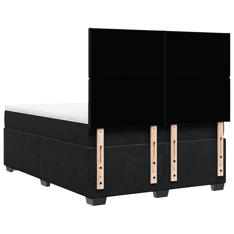 Box Spring Bed with Mattress Black Queen Velvet Payday Deals