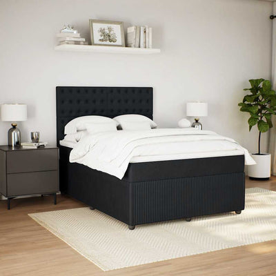 Box Spring Bed with Mattress Black Queen Velvet Payday Deals