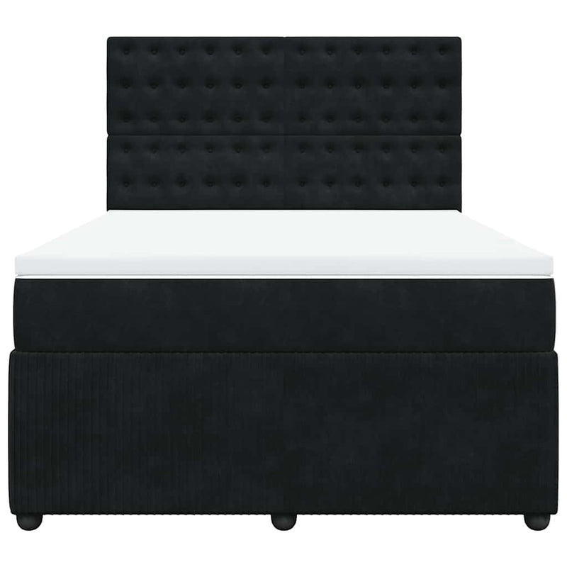 Box Spring Bed with Mattress Black Queen Velvet Payday Deals