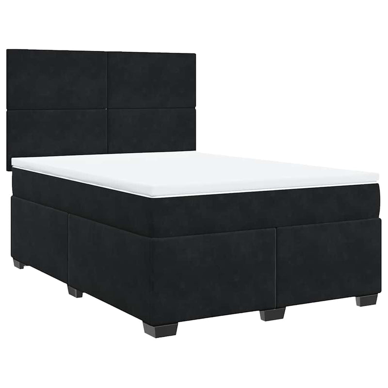 Box Spring Bed with Mattress Black Queen Velvet Payday Deals