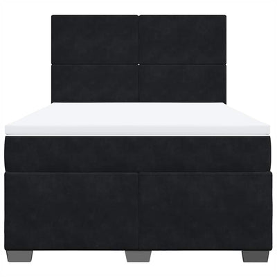 Box Spring Bed with Mattress Black Queen Velvet Payday Deals