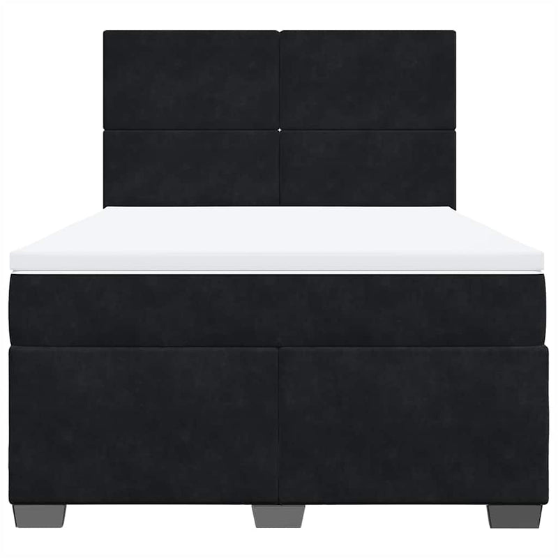 Box Spring Bed with Mattress Black Queen Velvet Payday Deals