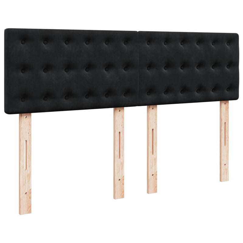 Box Spring Bed with Mattress Black Queen Velvet Payday Deals