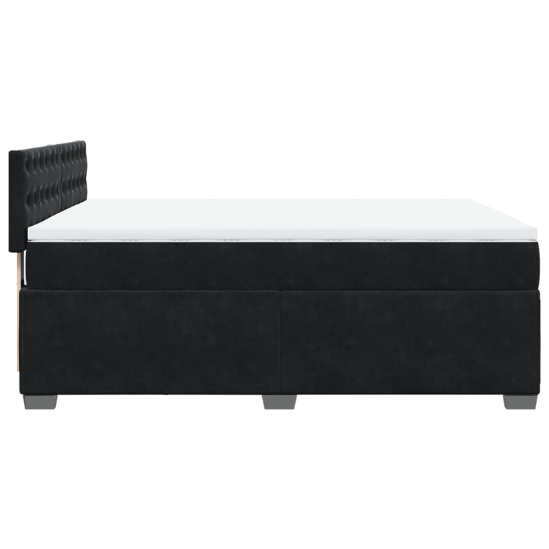 Box Spring Bed with Mattress Black Queen Velvet Payday Deals