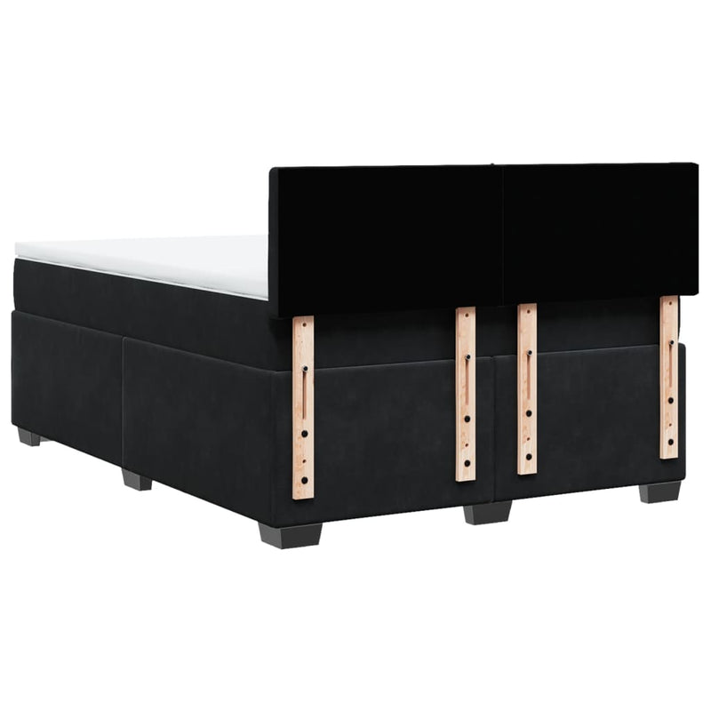 Box Spring Bed with Mattress Black Queen Velvet Payday Deals