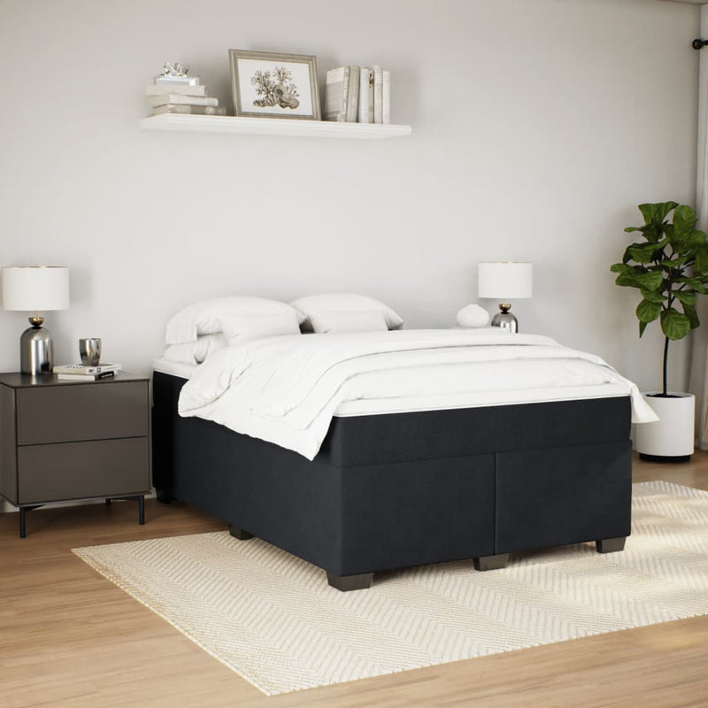 Box Spring Bed with Mattress Black Queen Velvet Payday Deals