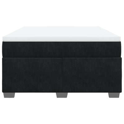 Box Spring Bed with Mattress Black Queen Velvet Payday Deals