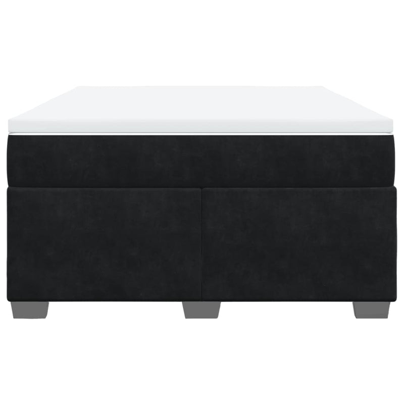 Box Spring Bed with Mattress Black Queen Velvet Payday Deals