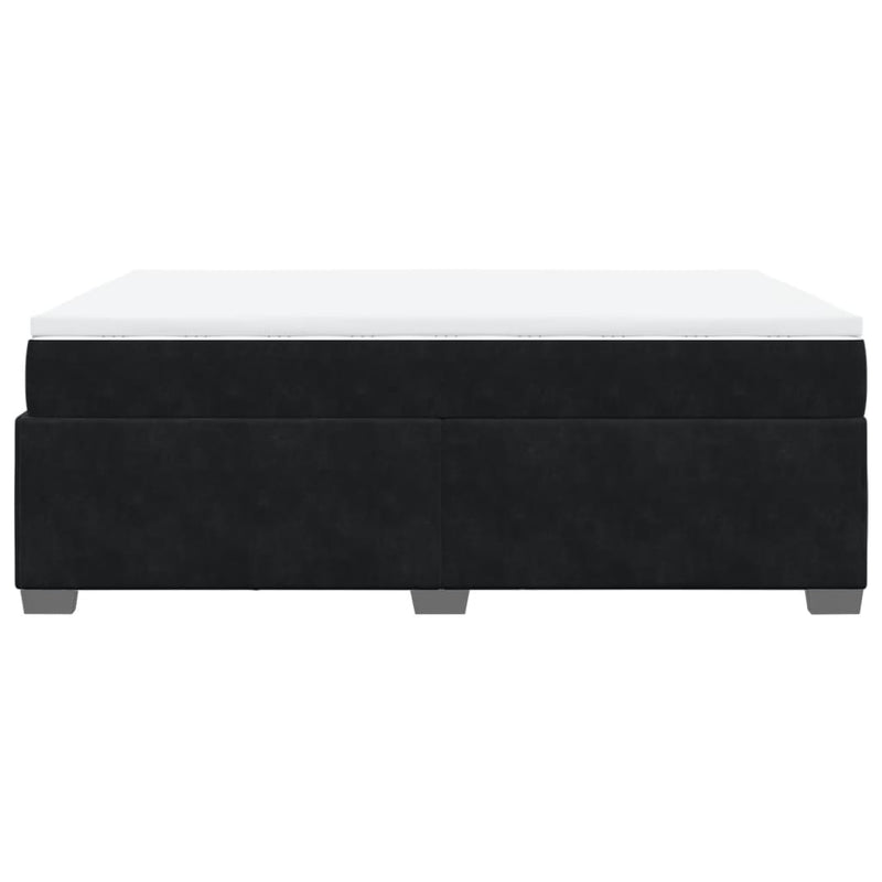 Box Spring Bed with Mattress Black Queen Velvet Payday Deals