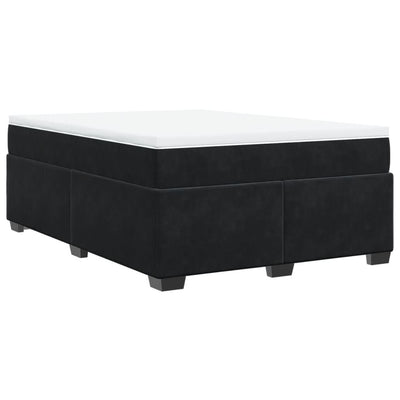 Box Spring Bed with Mattress Black Queen Velvet Payday Deals